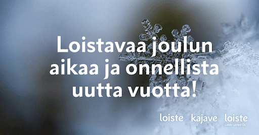 Huurteinen lumihiutale taustoittaa joulutervehdystä